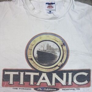 VTG Titanic Exhibition Leonardo DiCaprio Movie Promo Shirt 90s Film Museum Men L